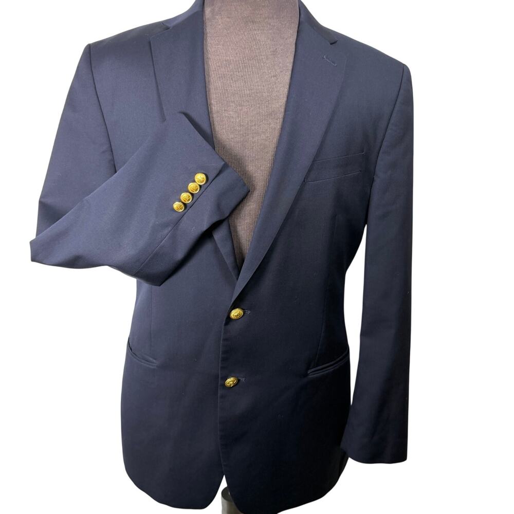 Lauren Ralph Lauren men’s navy blazer sports coat gold crest buttons 42L preppy